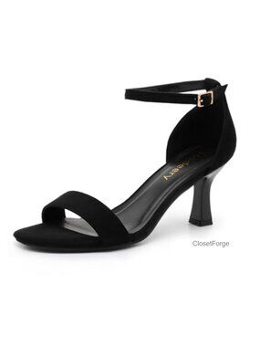 Open Toe Ankle Strap Kitten Heels Sandals 2.7 Inch